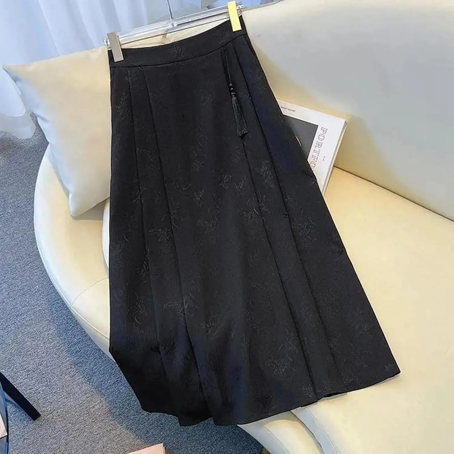 Women's Skirts Women's Casual Jacquard Pleated Skirt Ethnic High Waist Slimming A Line Midi Skirt