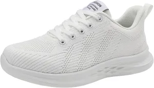 Women's Slip on Walking Shoes Comfy Knitted Non Slip Arch Support Running Shoes Breathable Mesh Sports Workout Tennis Shoes Fashion Lace Up Sneakers