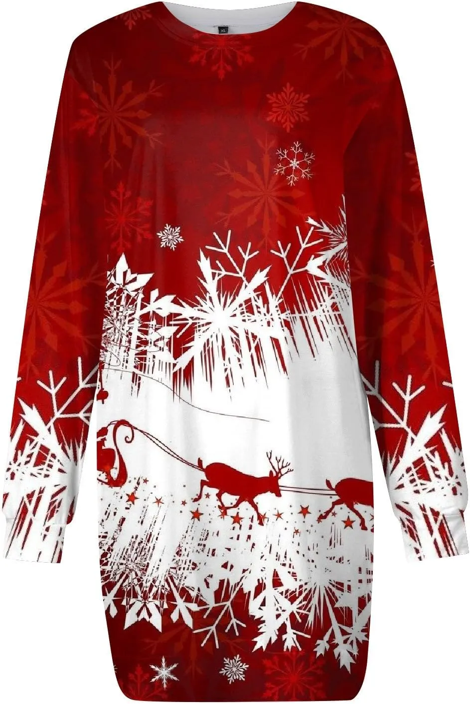 Women's Spring Dresses 2024 Round Neck Printed Long Sleeve Wrap Hip Mini Sweatshirt Dress, S-3XL