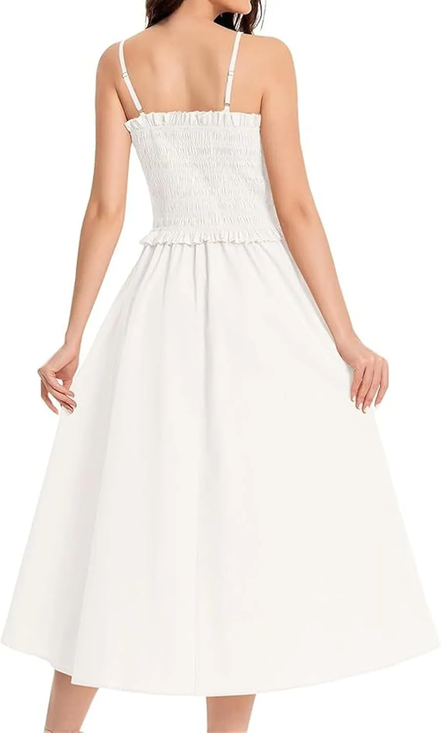 Women's Summer Dress 2025 Casual Fashion Spaghetti Strap Swing Smocked Maxi Sleeveless Beach Sundress
