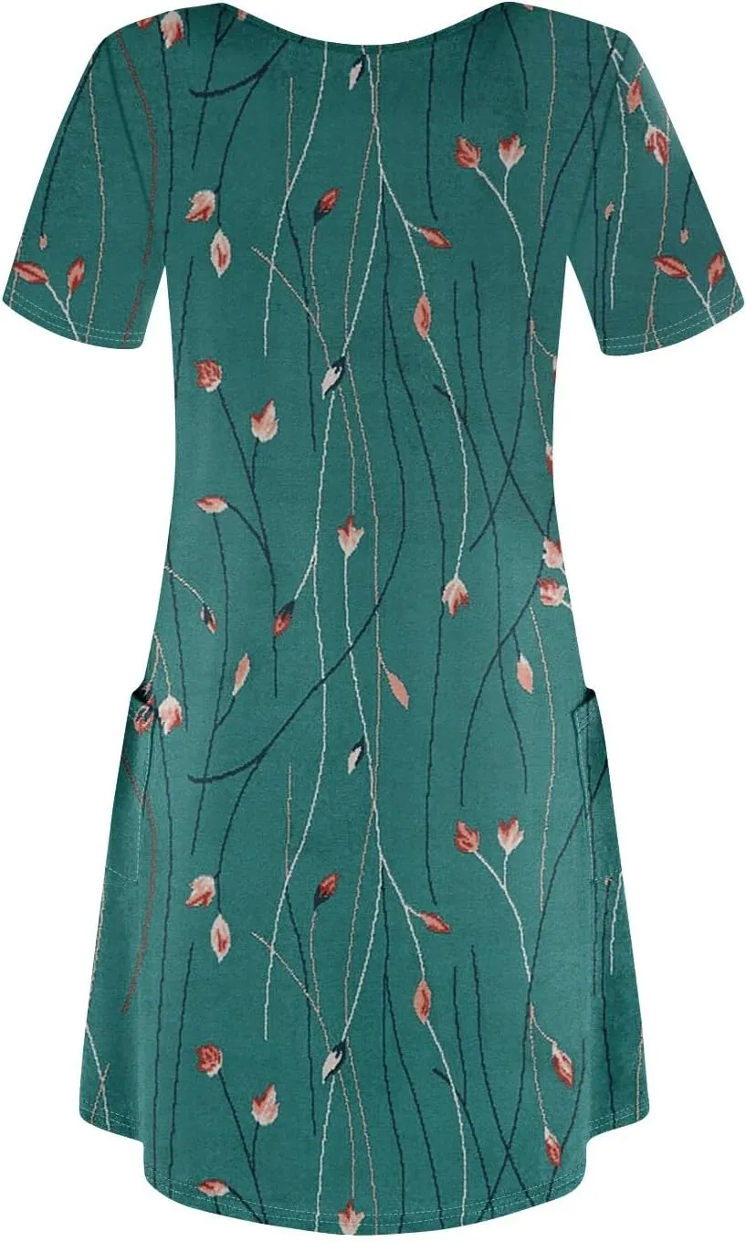 Women's Summer Dresses 2025 Beach Casual Sleeveless Floral Print Boho Tank Dress V Neck Loose Sundress with Pocket