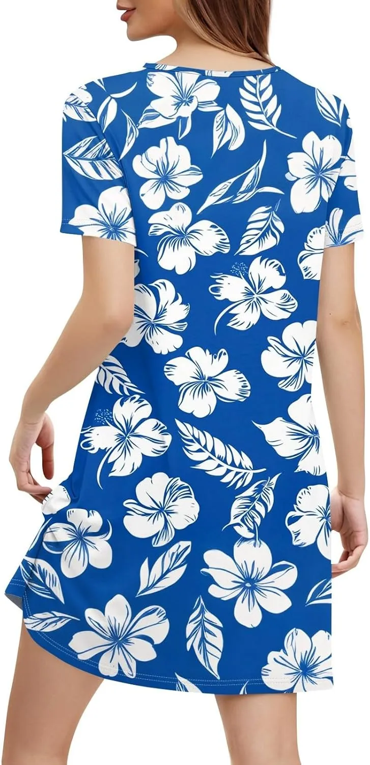 Womens Summer Dresses 2025 Loose V Neck Sleeveless Sundresses Swimsuit Coverup with Pockets Floral/Plain/Eyelet