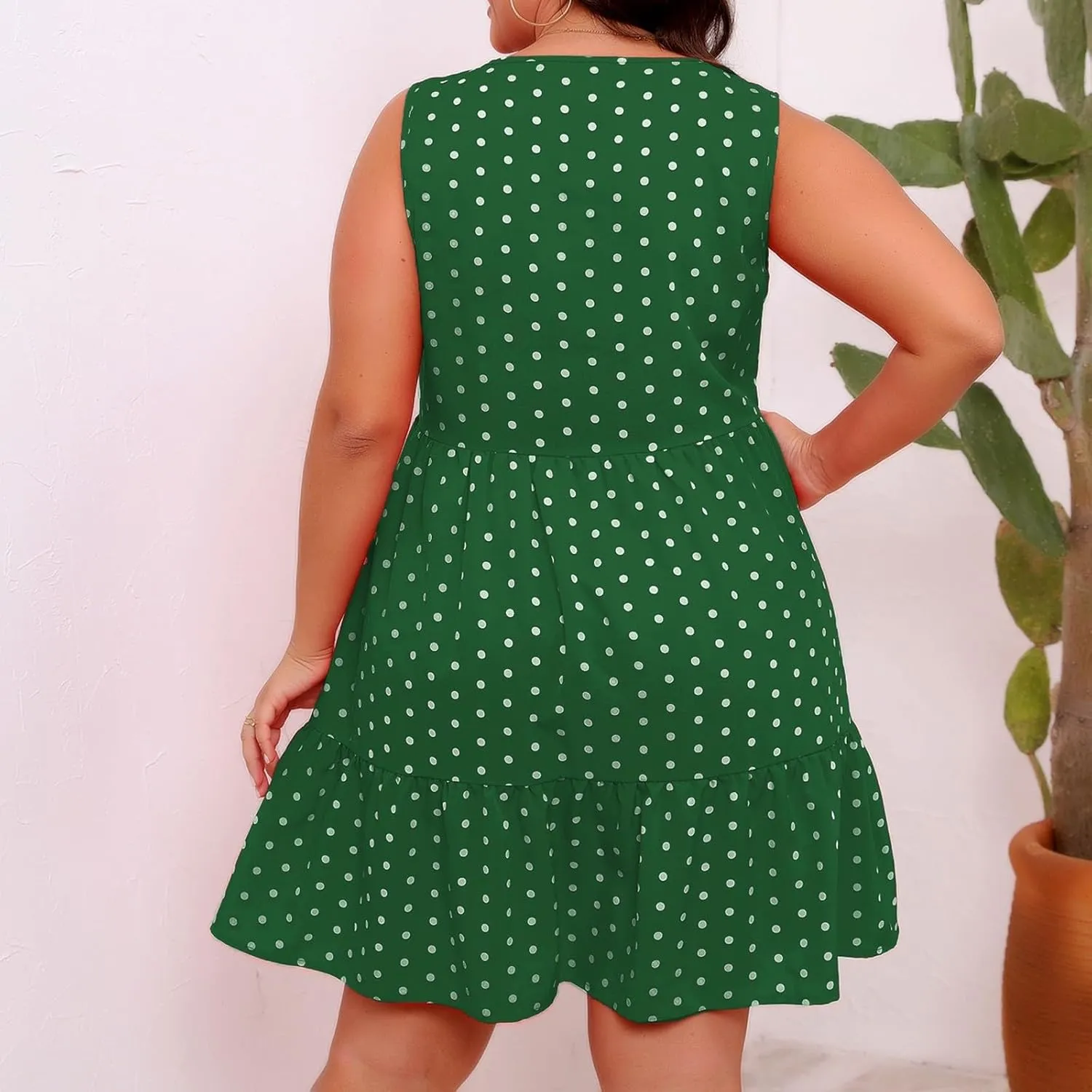 Women's Summer Dresses Plus Size Sleeveless Casual Sundresses Pleated Flowy Ruffle Midi Dress Boho Beach Dress