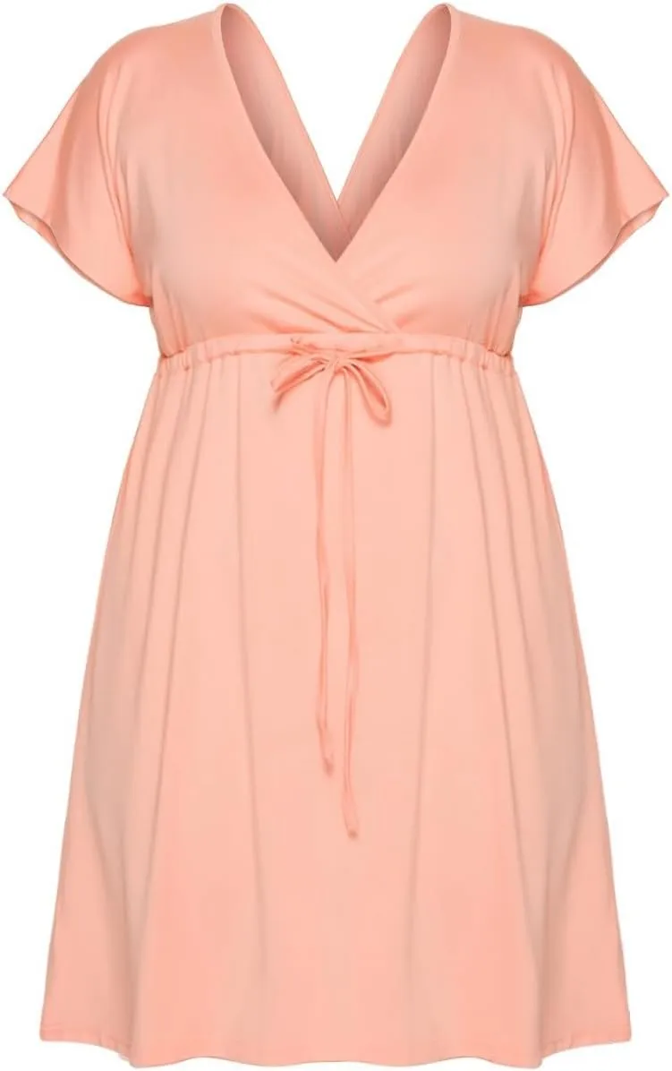 Womens Summer Dresses Short Sleeve Kimono Style Deep V Neck Casual Summer Dress M 4XL Plus Size