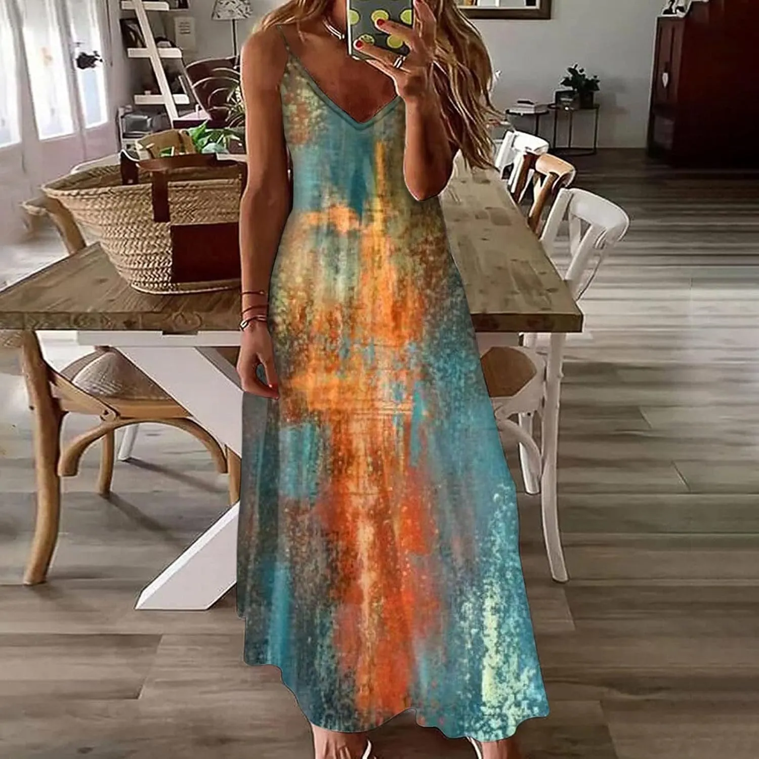 Womens Summer Dresses Spaghetti Strap Sundress Flowy Loose Maxi Dresses Holiday Party Dresses for Women 2025