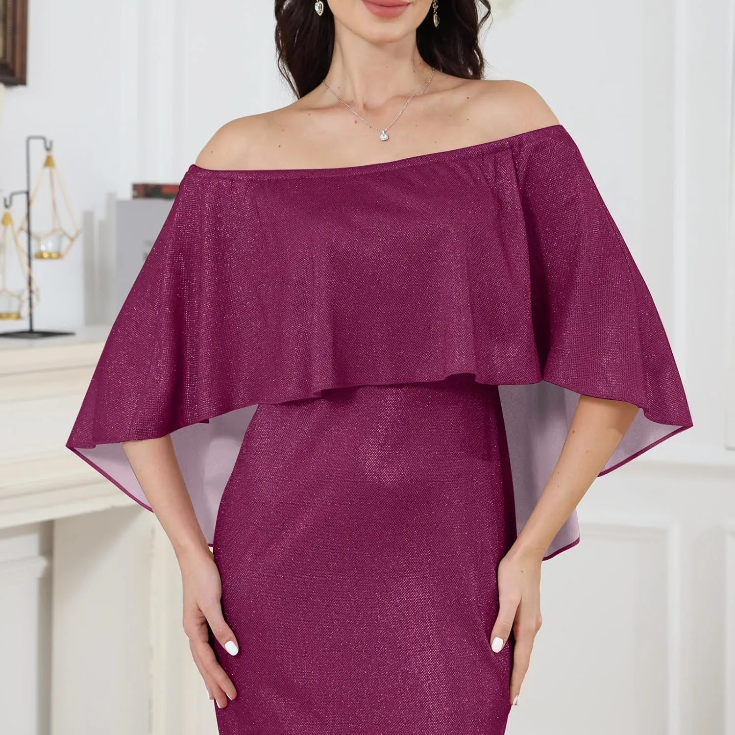 Women's Summer Elegant Trendy Cold Shoulder Sequins Solid Split Bodycon Prom Party Maxi Cocktail Dresses 2025, S-3XL