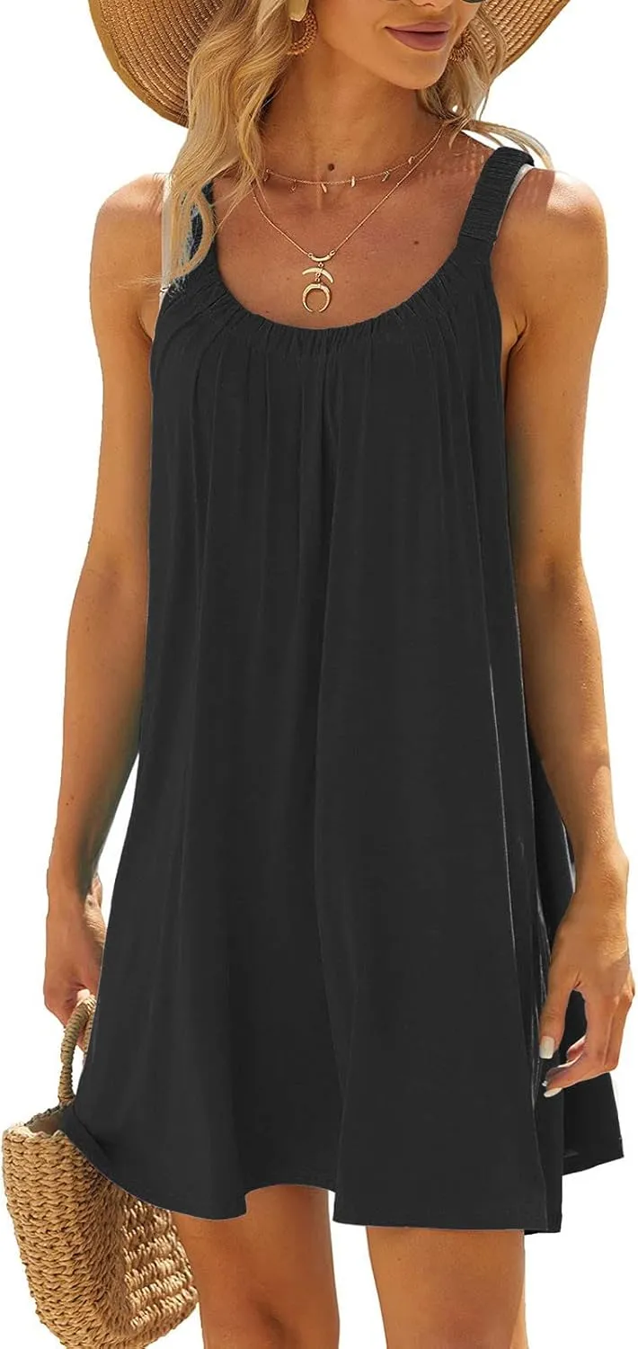 Womens Summer Sundresses Vest Sling Beach Dresses Bikini Beachwear Coverups Casual Vacation Mini Dress