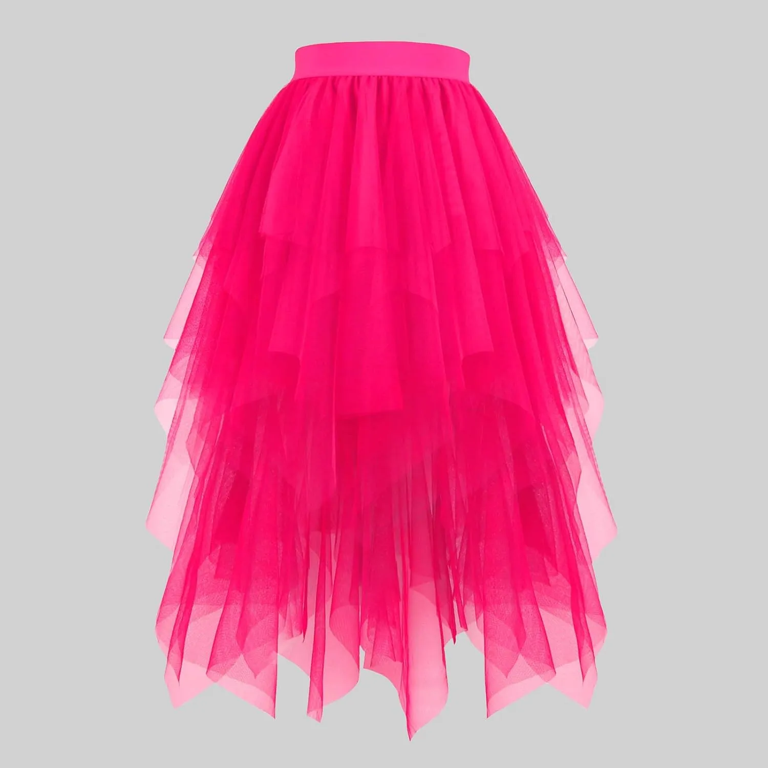 Women's Summer Tulle Skirts Puffy Layered Irregular Tutu Skirt High Waisted Lightweight Fast Dry Skirt Pure Skirt