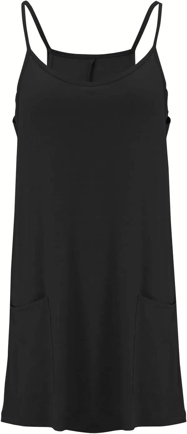 Womens Tank Dresses 2025 Summer Sleeveless Solid Color Sundress Casual A Line Beach Vacation Midi Dress with Pockets