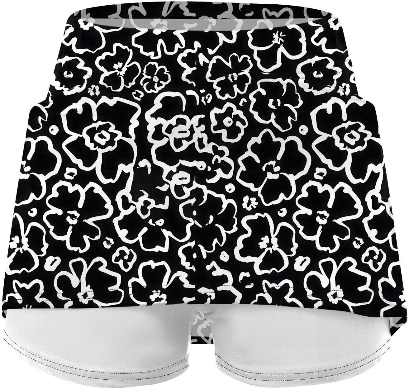 Women's Tennis Golf Skirts Floral Printed High Waist Skorts with Pockets Athletic Sports Running Workout Inner Shorts