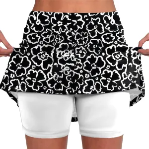Women's Tennis Golf Skirts Floral Printed High Waist Skorts with Pockets Athletic Sports Running Workout Inner Shorts