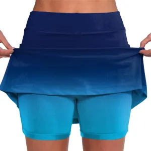 Women's Tennis Golf Skirts Gradient High Waisted Inner Shorts for Athletic Skorts with Pockets, S-5XL