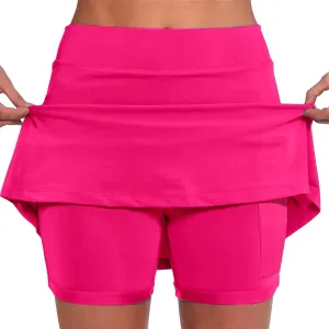 Women's Tennis Shorts with Pockets Solid Golf Mini Skirts Plus Size Tummy Control Skinny Active Summer Workout 2 in 1 Shorts
