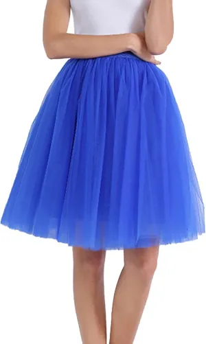 Women's Tulle Skirt Knee Length 5-Layered Wedding Party Homecoming Prom Dress Midi Tulle Skirt for Dates Prom Party