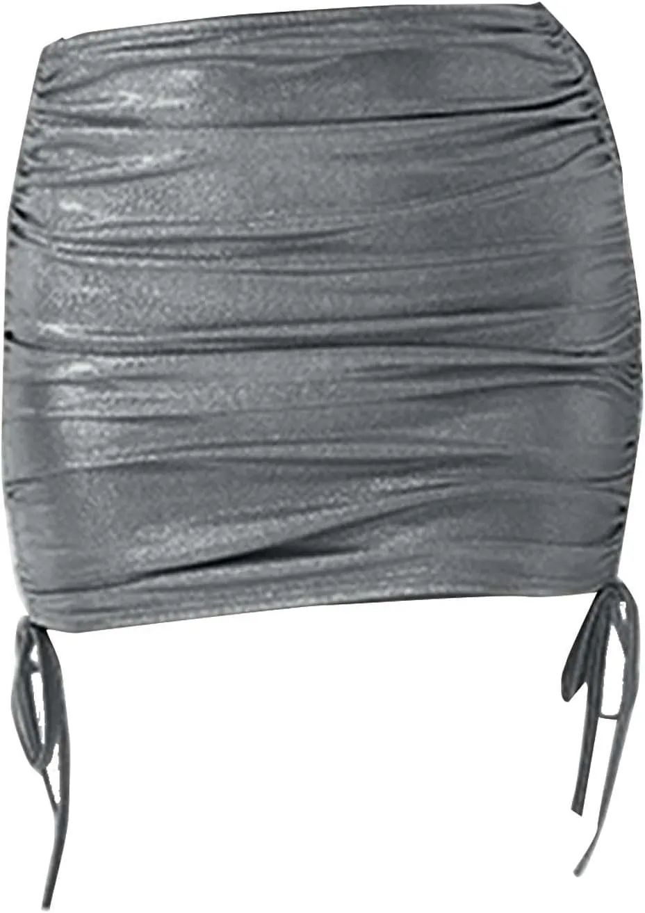 Women's Valentine's Tight Hip Skirt High Waist Sexy Sequin Skirt Drawstring Side Glitter Sparkle Mini Skirt 2025