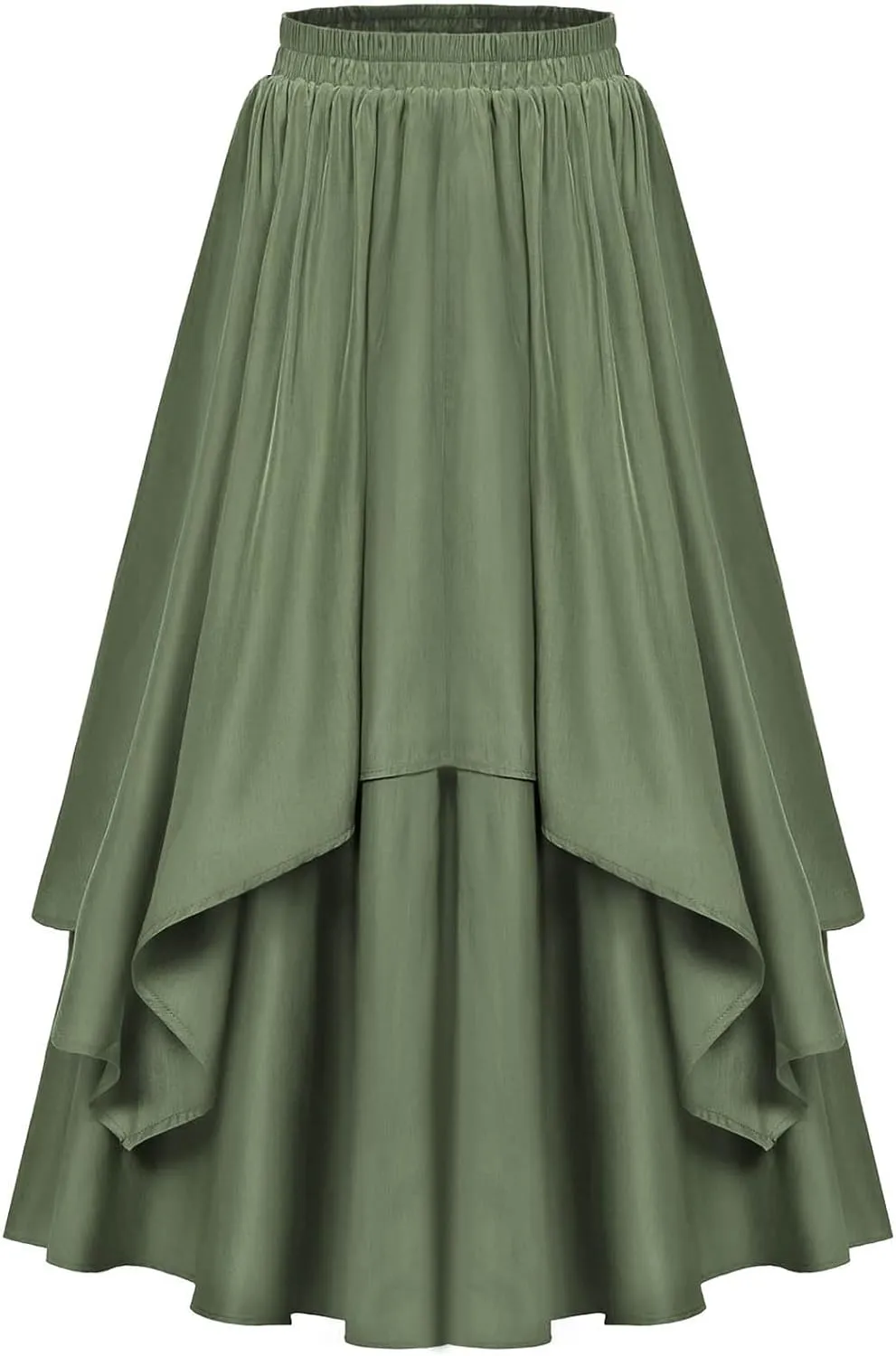 Women's Vintage Renaissance Skirts High Waisted Flared Layered A-Line Pirate Skirts Gothic Midi Skirt with Pockets