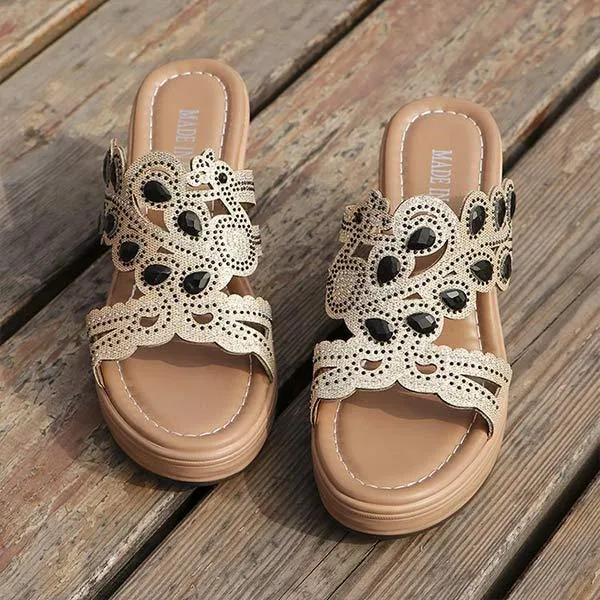 Women's Wedge Heel Rhinestone Sandals 46144798C
