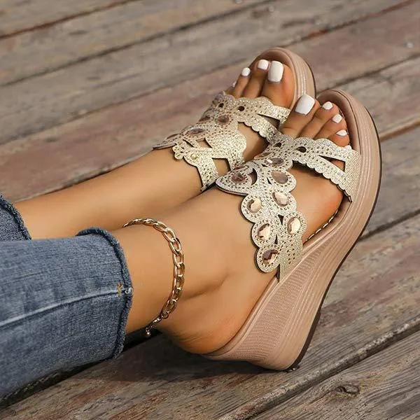 Women's Wedge Heel Rhinestone Sandals 46144798C