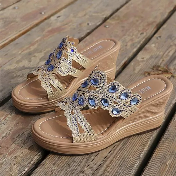 Women's Wedge Heel Rhinestone Sandals 46144798C