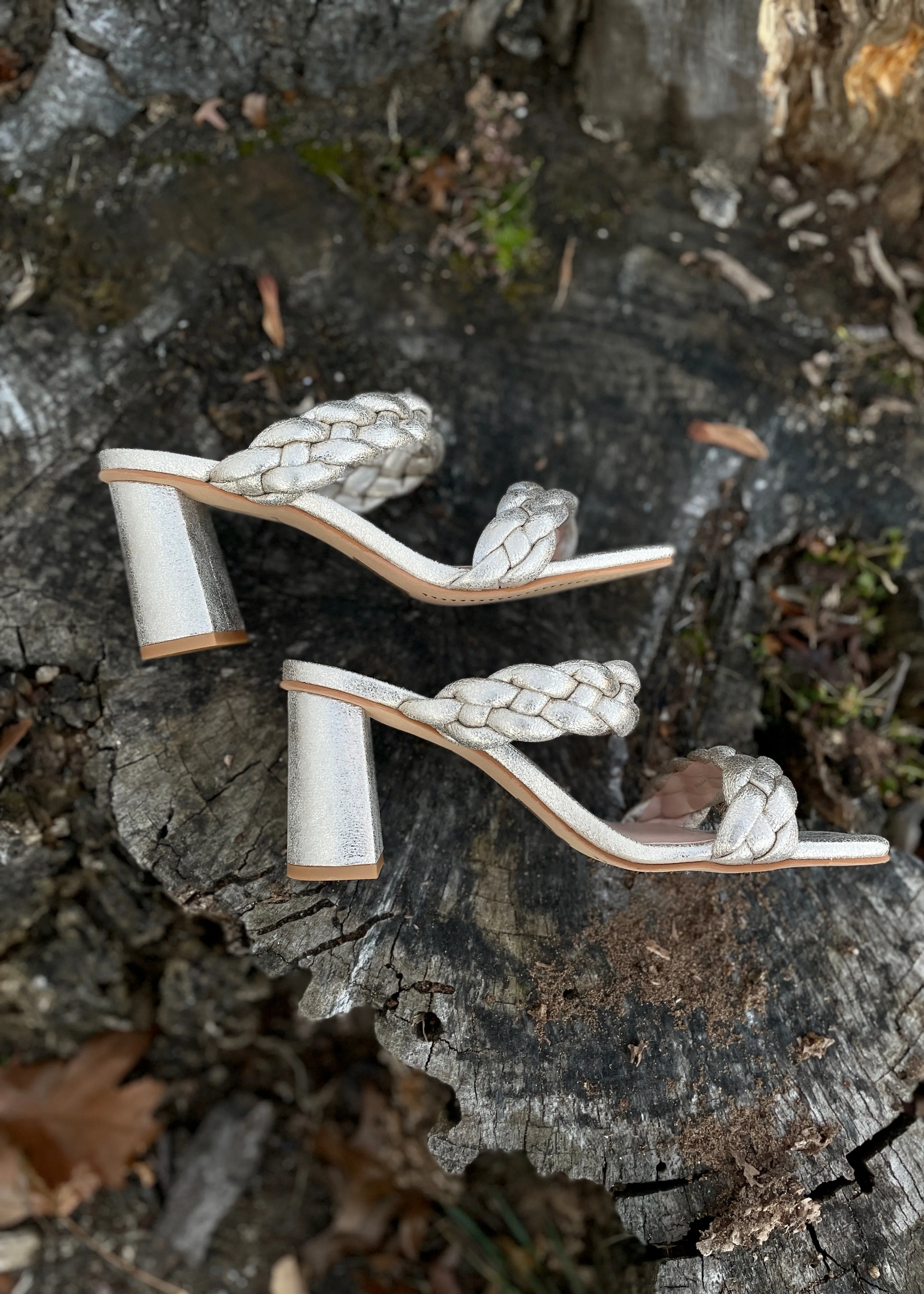 woven block heel sandal