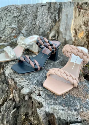 woven block heel sandal