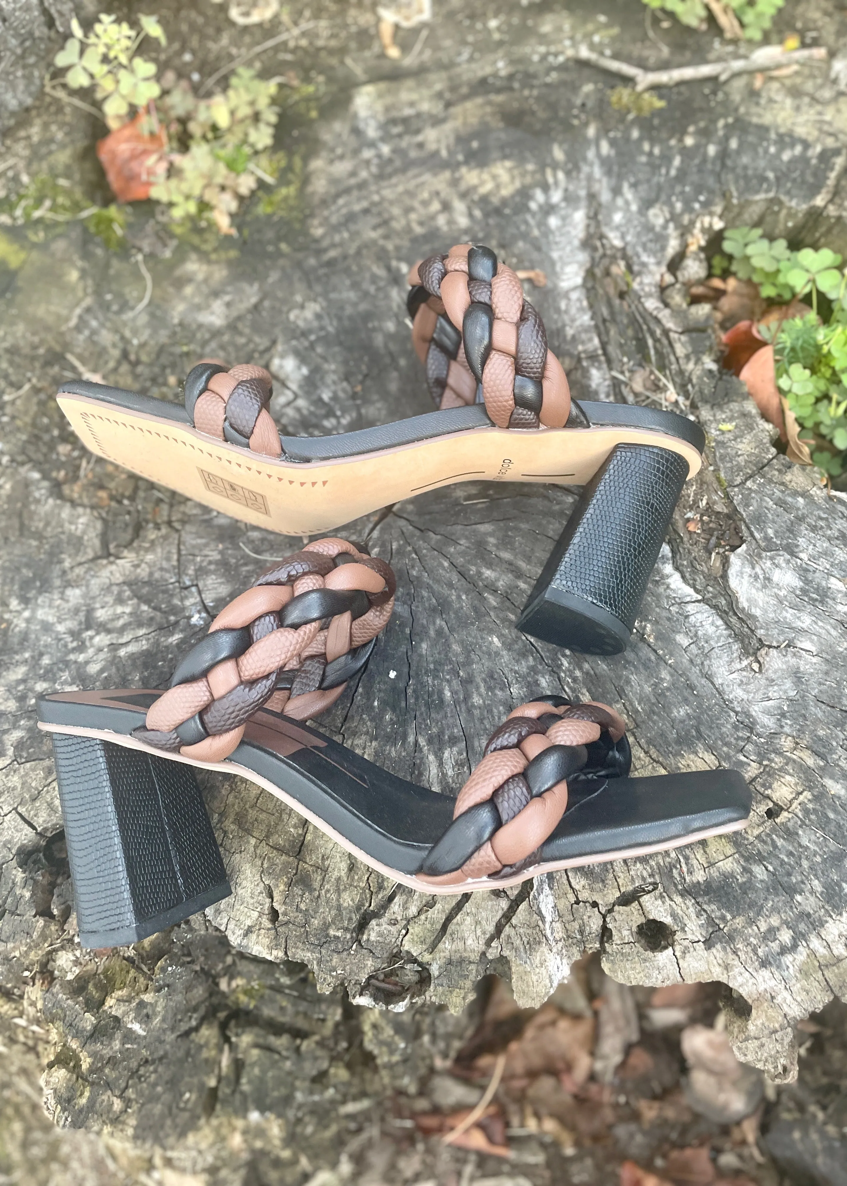 woven block heel sandal