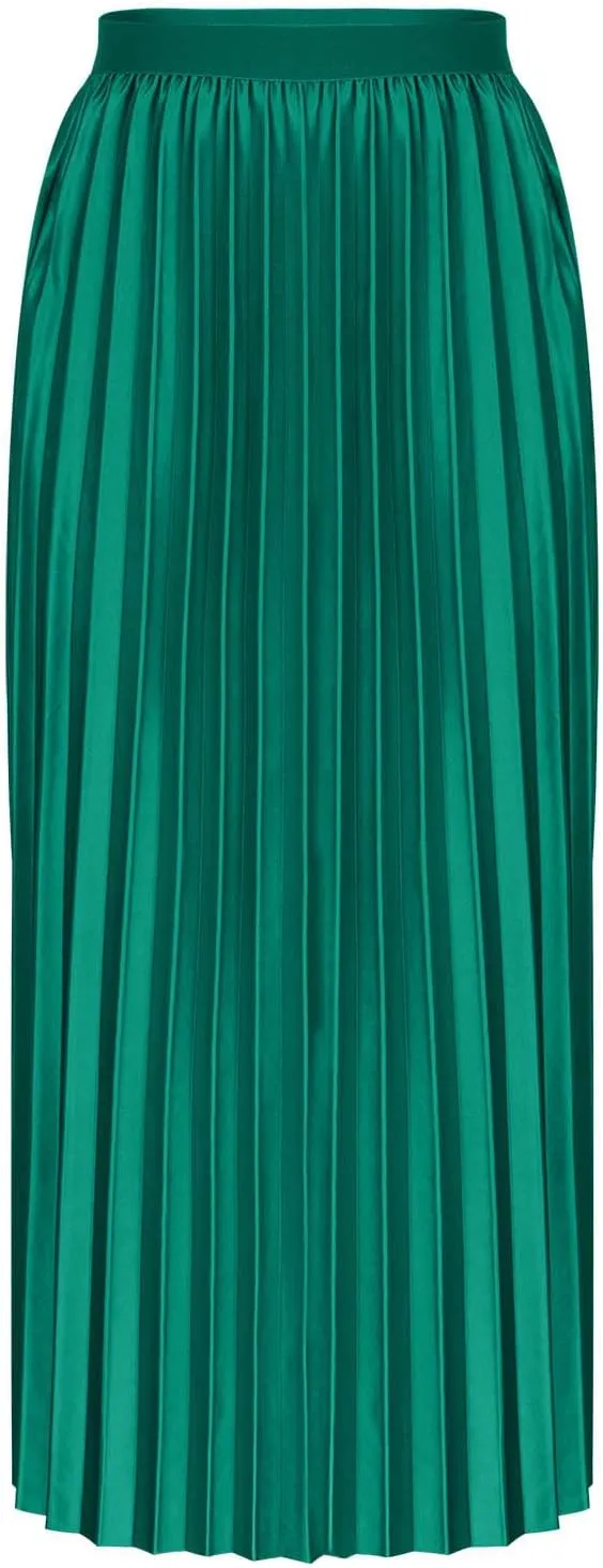 Xiaojmake Pleated Midi Skirts for Women A-Line High Elastic Waisted Summer Flowy Beach Maxi Skirt Chiffon Long Swing Skirts