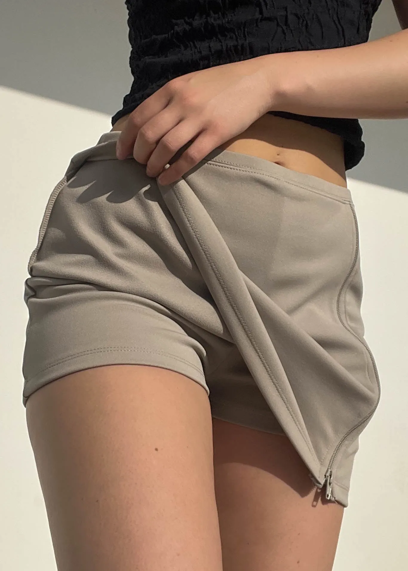 Y2k Sporty Olive Zip Mini Skort (M)