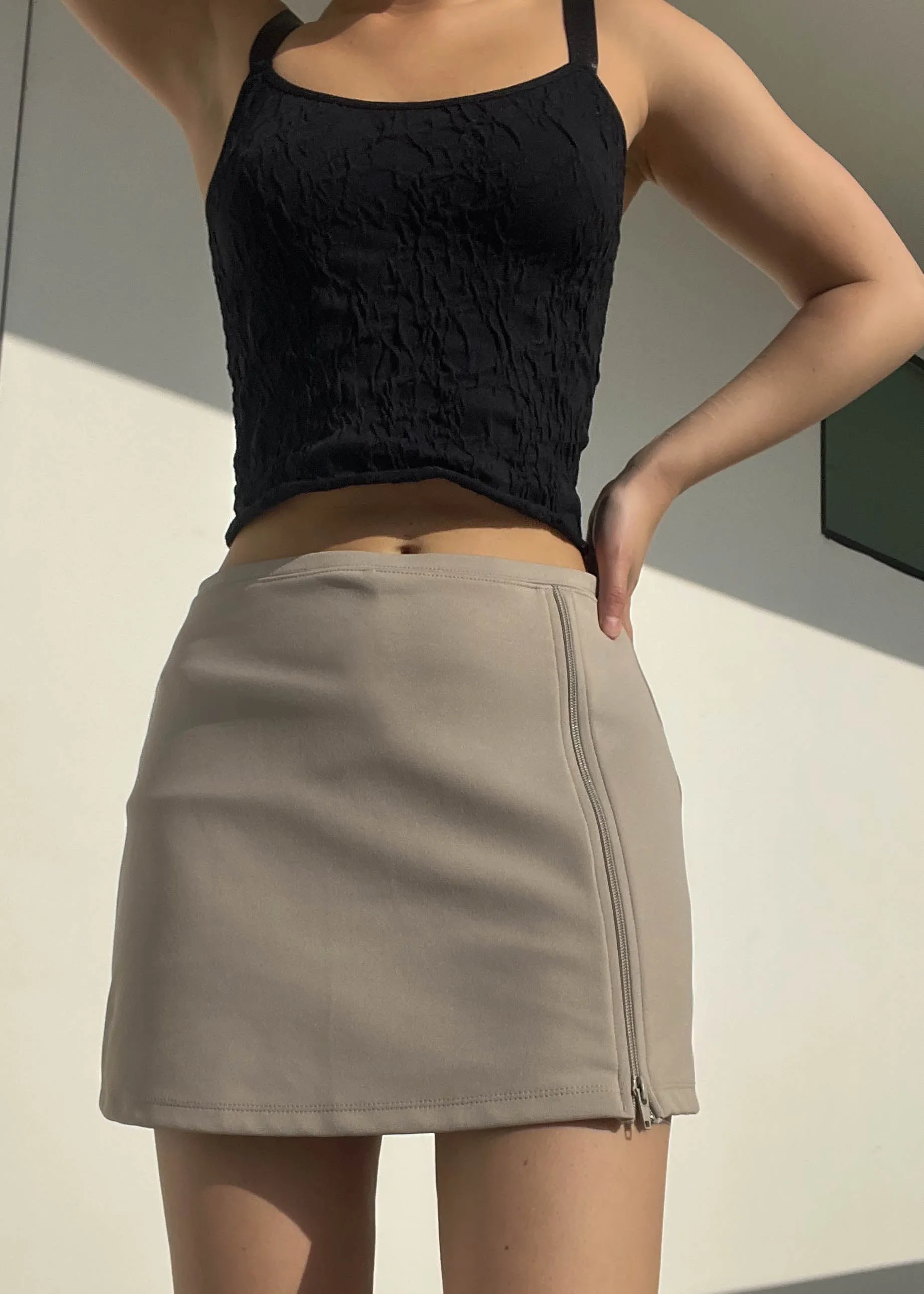 Y2k Sporty Olive Zip Mini Skort (M)