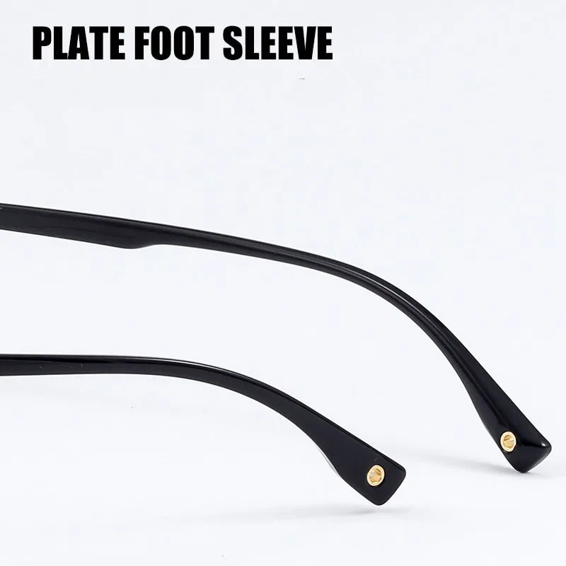 Yimaruili Men's Full Rim Square Alloy Acetate Frame Eyeglasses 8535YF