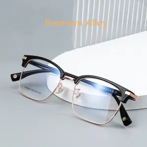 Yimaruili Men's Full Rim Square Alloy Acetate Frame Eyeglasses 8535YF