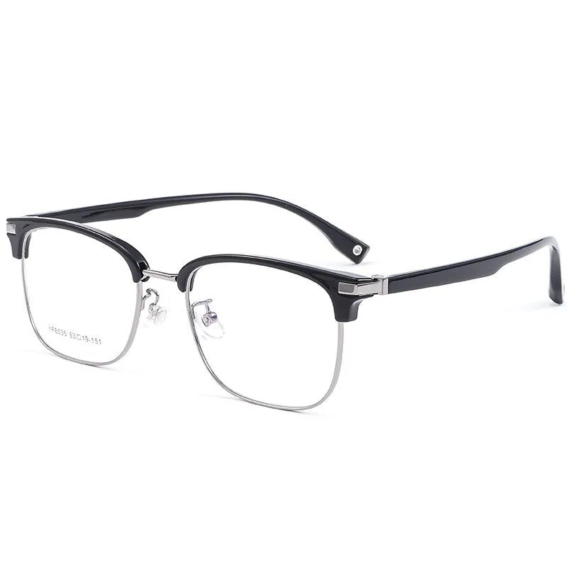 Yimaruili Men's Full Rim Square Alloy Acetate Frame Eyeglasses 8535YF
