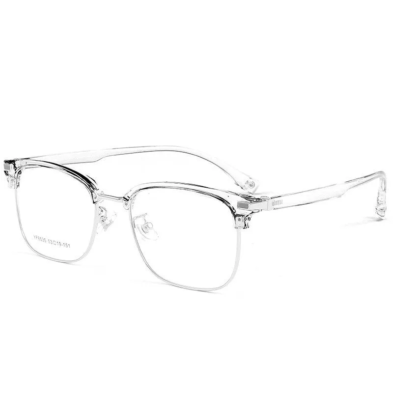 Yimaruili Men's Full Rim Square Alloy Acetate Frame Eyeglasses 8535YF