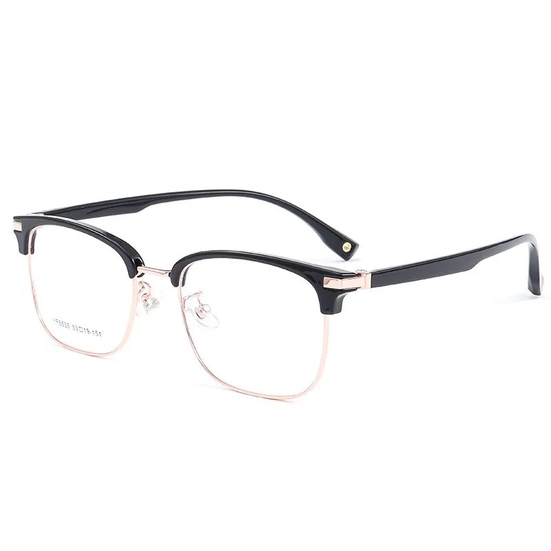 Yimaruili Men's Full Rim Square Alloy Acetate Frame Eyeglasses 8535YF